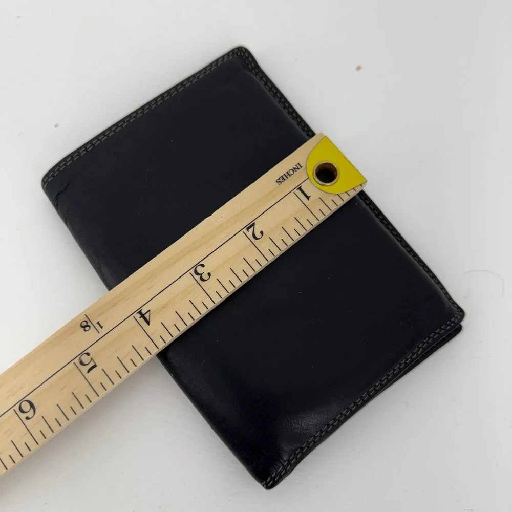 Katana Mens Black Leather Trifold Wallet Vertical Zip Pocket ID Windows